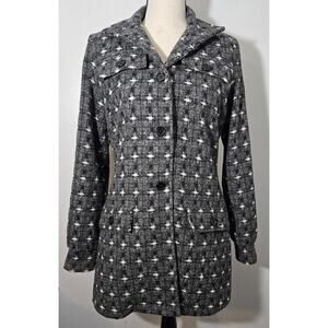 Tulle ANTHROPOLOGIE Black/White Wool Blend Jacket/Coat SZ Small Women's